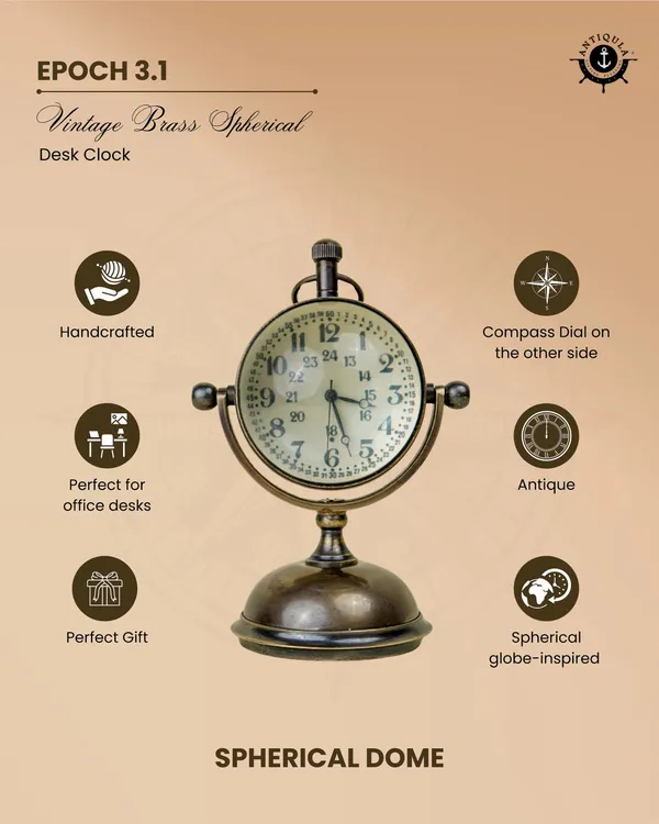 Antiqula_Epoch_3.1_Vintage_Brass_Spherical_Desk_Clock